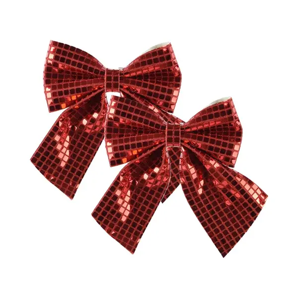 Decoris Kerst Strik - 2x - Rode Pailletten - 20 X 24 Cm - Polyester - Kerstversiering thumbnail