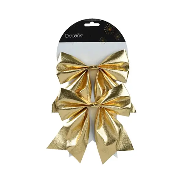 Decoris Decoratie Strikken - 2x - Glanzend Goud - 15 X 17 Cm - Bruiloft/feest Versiering thumbnail