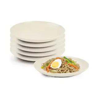 Plasticforte Rond Bord/camping Bord - 6x - D20 Cm - Creme Wit - Kunststof - Onbreekbaar - Servies