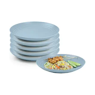 Plasticforte Rond Bord/camping Bord - 6x - D20 Cm - Ijsblauw - Kunststof - Onbreekbaar - Servies