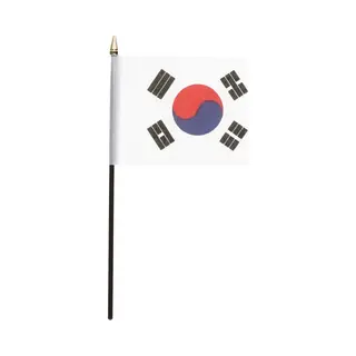 Zuid Korea - Mini Vlaggetje Van 10 X 15 Cm Op Stokje - Landen Vlag - H27 Cm - Polyester - South Korea