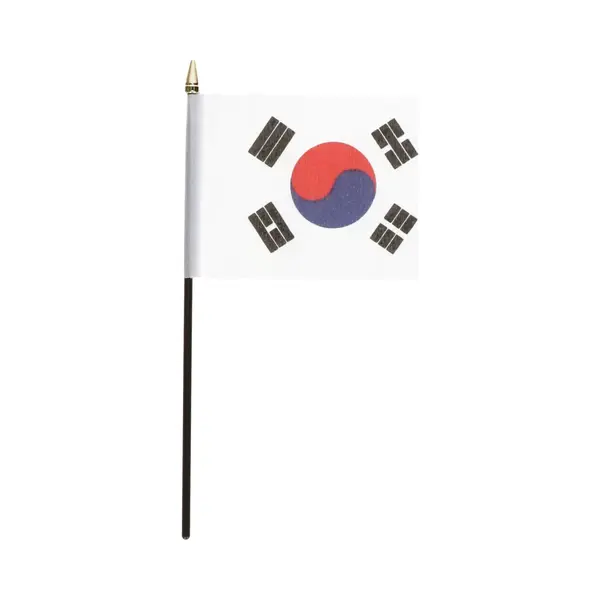 Zuid Korea - Mini Vlaggetje Van 10 X 15 Cm Op Stokje - Landen Vlag - H27 Cm - Polyester - South Korea thumbnail