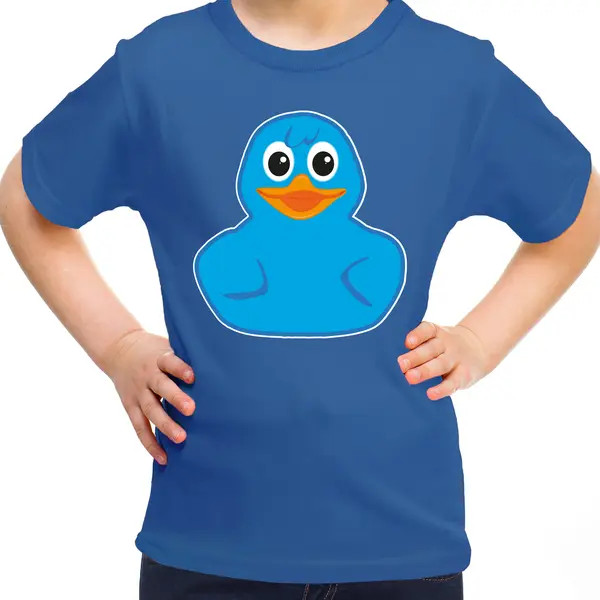 Bellatio Decorations Verkleed T-shirt Voor Jongens/meisjes - Eendje - Blauw - Carnaval - Feestkleding Voor Kinderen 158/164 thumbnail