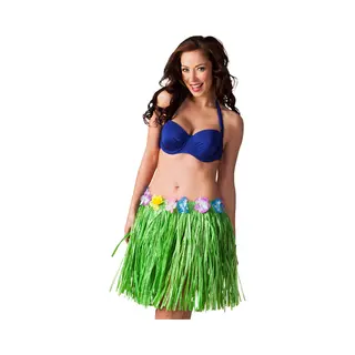 Boland Hawaii Verkleed Rokje - Dames - Groen - Hoela Rokje - Tropisch - Kort 45 Cm - Verkleedkleding