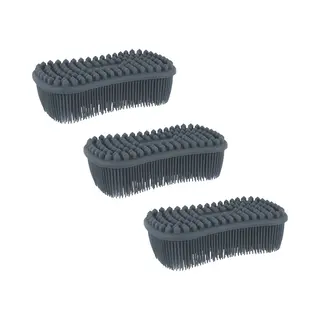 Schoonmaak Afwas Pannen/schalen Spons - 3x - Silicone- 2 Zijdig - Zwart - 14 X 7 Cm