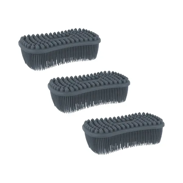 Schoonmaak Afwas Pannen/schalen Spons - 3x - Silicone- 2 Zijdig - Zwart - 14 X 7 Cm thumbnail