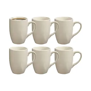 5Five Koffiemokken Colorama - 6x Stuks - Keramiek - Wit - 380 Ml - 9 X 11 Cm