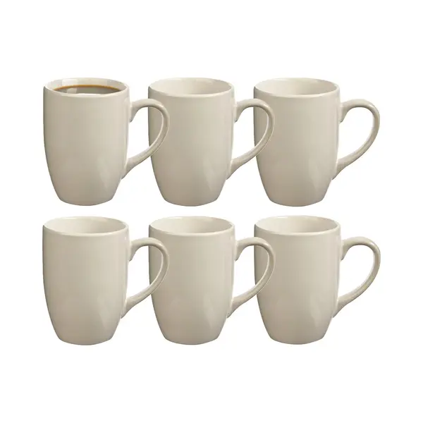 5Five Koffiemokken Colorama - 6x Stuks - Keramiek - Wit - 380 Ml - 9 X 11 Cm thumbnail