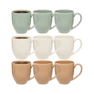 5Five Koffiemokken Venice - 9x Stuks - Keramiek - In 3 Kleuren - 480 Ml - 9 X 11 Cm - Bekers