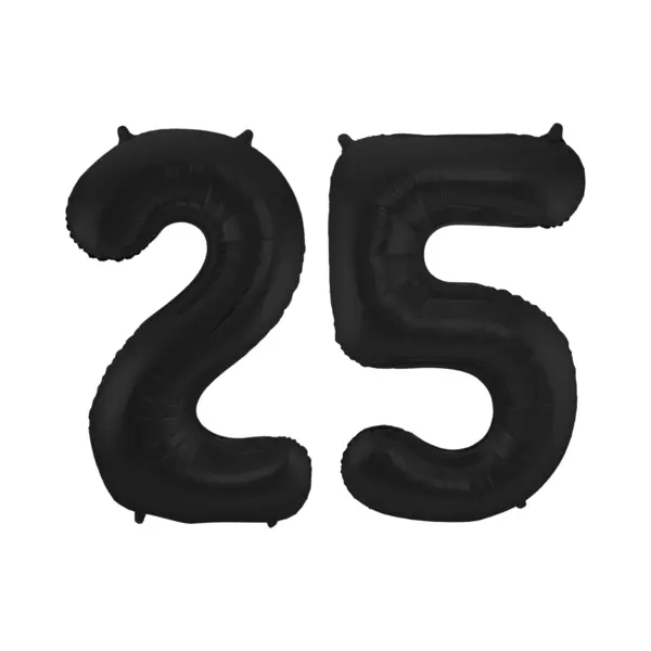 Folat Verjaardag Leeftijd Folieballon - 25 Jaar - Zwart - 86 Cm - Cijferballon Groot thumbnail