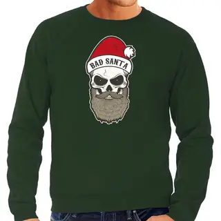 Bellatio Decorations Bad Santa Foute Kersttrui - Kerstmis Outfit - Groen - Voor Heren - Sweater - Lange Mouw - Kerstkleding - Christmas Outfit Xxl