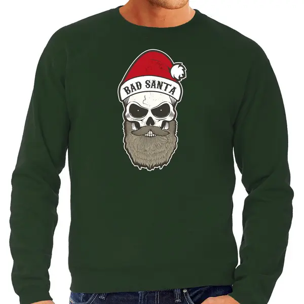 Bellatio Decorations Bad Santa Foute Kersttrui - Kerstmis Outfit - Groen - Voor Heren - Sweater - Lange Mouw - Kerstkleding - Christmas Outfit Xxl thumbnail