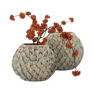 Dk Design Bloemenvaas Inga Jada - 2x - Plat Model - Groen - 24 X 10 Cm - Moderne Vaas - Schub Motief