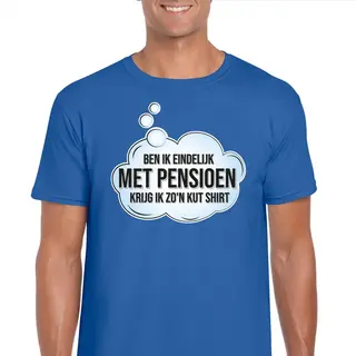 Bellatio Decorations Cadeau T-shirt Voor Heren - Eindelijk Met Pensioen - Blauw - Fun Teksten - Vut Xxl
