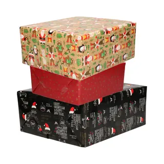 Bellatio Decorations Luxe Kerst Inpakpapier - Cadeaupapier - 3 Verschillende Prints - 3x Rollen - 250 X 70 Cm