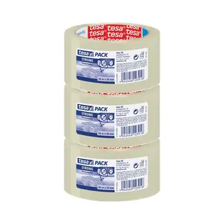 Tesa Verpakkingstape - 3x - Strong - Transparant - 66 Mtr X 50 Mm - Verpakkingsbenodigdheden - Tape - Plakband