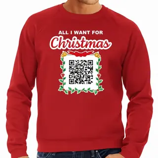 Bellatio Decorations Kerst Qr Code Kersttrui Voor Heren - All I Want, Een Lekker Wijf - Rood Xl