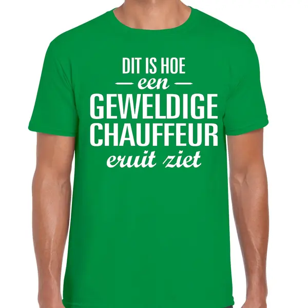 Bellatio Decorations Cadeau T-shirt Heren - Groen - Dit Is Hoe Een Geweldige Chauffeur Eruit Ziet Xl thumbnail