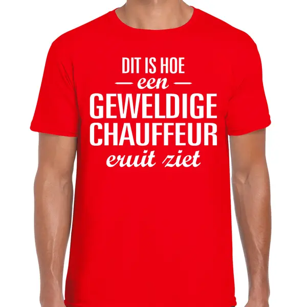 Bellatio Decorations Cadeau T-shirt Heren - Rood - Dit Is Hoe Een Geweldige Chauffeur Eruit Ziet Xl thumbnail