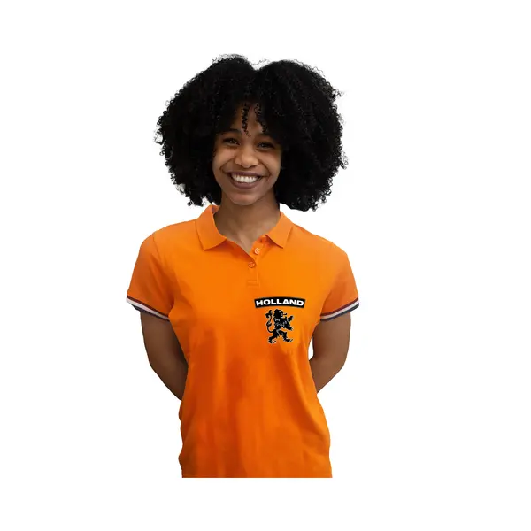 Bellatio Decorations Oranje Supporter Poloshirt Dames - Oranje - Holland Leeuw - Koningsdag / Ek-Wk 45/48 thumbnail