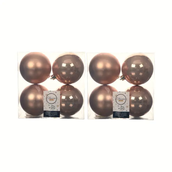 Decoris Kerstballen - 12x St - Toffee Bruin - D10 Cm - Kunststof - Kerstversiering thumbnail