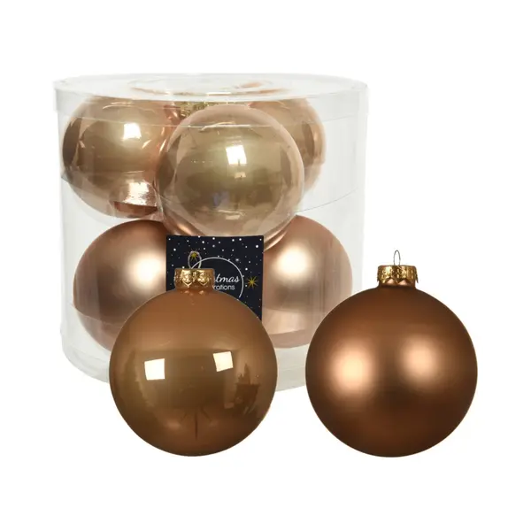 Decoris Kerstballen - 12x St - Toffee Bruin - D10 Cm - Glas - Kerstversiering thumbnail