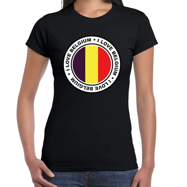 Bellatio Decorations Verkleed T-shirt Voor Dames - Belgie - Zwart - Supporter - Themafeest L thumbnail