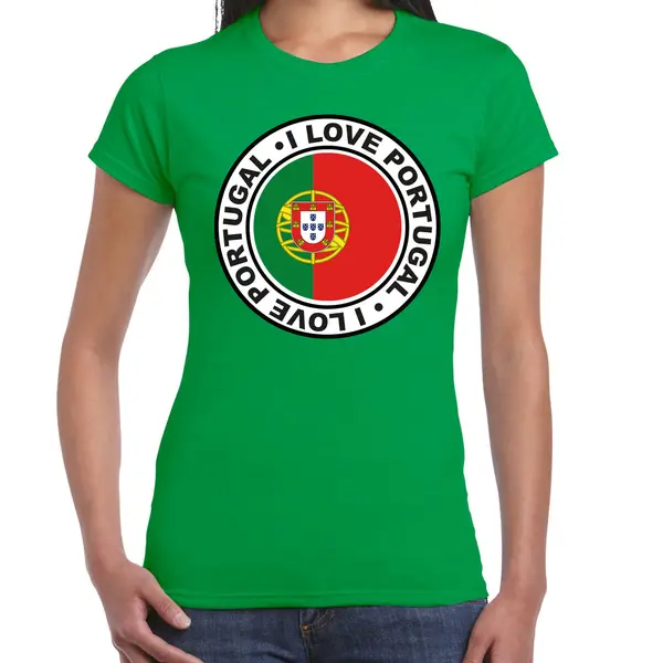 Bellatio Decorations Verkleed T-shirt Voor Dames - Portugal - Groen - Supporter - Themafeest L thumbnail