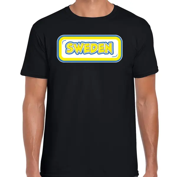 Bellatio Decorations Verkleed T-shirt Voor Heren - Zweden - Zwart - Voetbal Supporter - Themafeest L thumbnail
