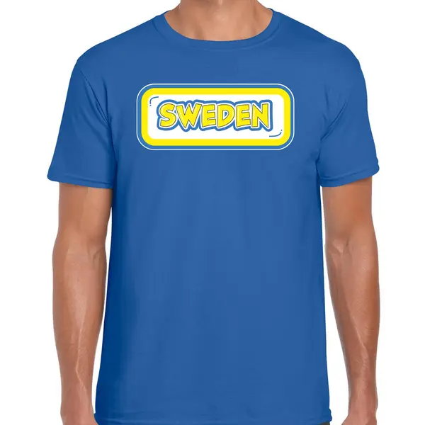Bellatio Decorations Verkleed T-shirt Voor Heren - Zweden - Blauw - Voetbal Supporter - Themafeest M thumbnail