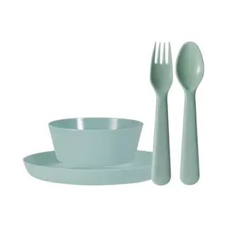 Excellent Houseware Kunststof Kinderservies Set - 24-delig - Mintgroen - Campingservies / Picknickservies - Peuters
