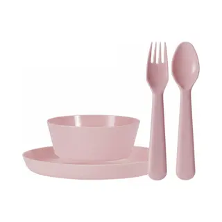 Excellent Houseware Kunststof Kinderservies Set - 24-delig - Lichtroze - Campingservies / Picknickservies - Peuters
