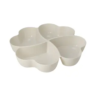 Excellent Houseware Snackschaal / Serveerschaal - Met Vakverdeling - Wit - Kunststof - D32 Cm - Serveerschalen