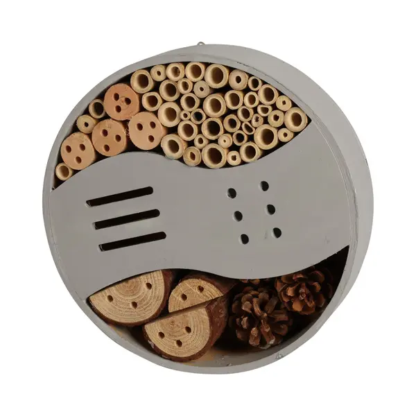 Insectenhotel Rond - Hout - Bruin - 25 X 6, 5 Cm - Bijenhotel / Insectenhuis thumbnail