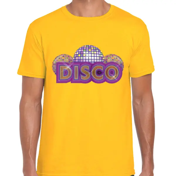 Bellatio Decorations Verkleed Feestkleding T-shirt Heren - Geel - Disco - Seventies / Eighties Party Xxl thumbnail