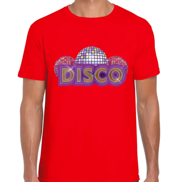 Bellatio Decorations Verkleed Feestkleding T-shirt Heren - Rood - Disco - Seventies / Eighties Party Xxl thumbnail
