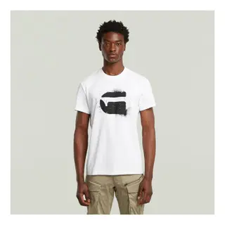 G-Star For Man. D26833-D101-110 T-shirt Spray Logo White (M), Casual, Cotton, Short Sleeve