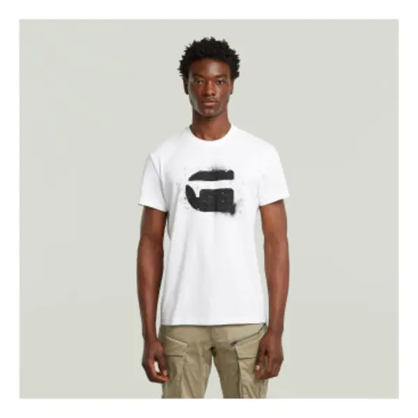 G-Star For Man. D26833-D101-110 T-shirt Spray Logo White (M), Casual, Cotton, Short Sleeve thumbnail