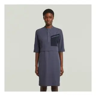 G-Star Für Damen. D26962-D522-H392 Half Placket Hemd Kleid Blau (L), Lässig, Viskose, 3/4 Ärmel