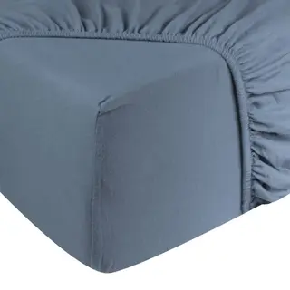 DoubleDry Spannbettlaken Jersey 90x200cm - 100% Baumwolle - Spannbetttuch - 28cm Steg - Graublau