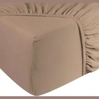 DoubleDry Spannbettlaken Jersey 140x200cm - 100% Baumwolle - Spannbetttuch - 28cm Steg - Beige
