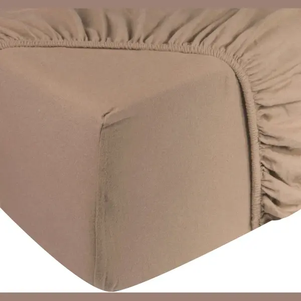 DoubleDry Spannbettlaken Jersey 140x200cm - 100% Baumwolle - Spannbetttuch - 28cm Steg - Beige thumbnail