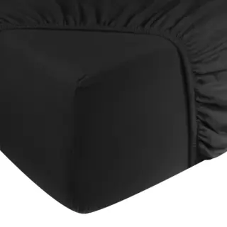 DoubleDry Spannbettlaken Jersey 140x200cm - 100% Baumwolle - Spannbetttuch - 28cm Steg - Schwarz