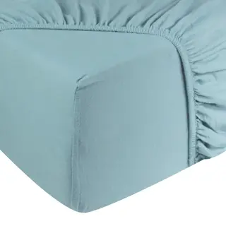 DoubleDry Jersey Stretch Hoeslaken - 100% Katoen - Tweepersoons 140x200 Cm - 25cm Matrasdikte - Rondom Elastiek - Licht Blauw