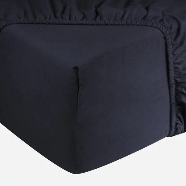 DoubleDry Jersey Stretch Hoeslaken - 100% Katoen - Tweepersoons 140x200 Cm - 25cm Matrasdikte - Rondom Elastiek - Navy thumbnail