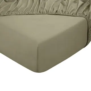 DoubleDry Hoeslaken 100% Natuurlijk Katoen - Eenpersoons 90x200 Cm - Rondom Elastiek - Groenbeige