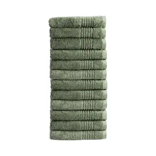 Outlet Badtextiel - Set Van 12 - Handdoek 50x100 - Groen