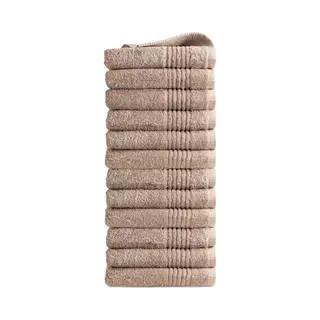 Outlet Badtextiel - Set Van 12 - Handdoek 50x100 - Beige