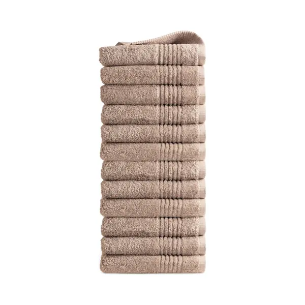 Outlet Badtextiel - Set Van 12 - Handdoek 50x100 - Beige thumbnail