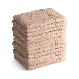 Outlet Badtextiel - Set Van 12 - Washand 16x21 - Beige